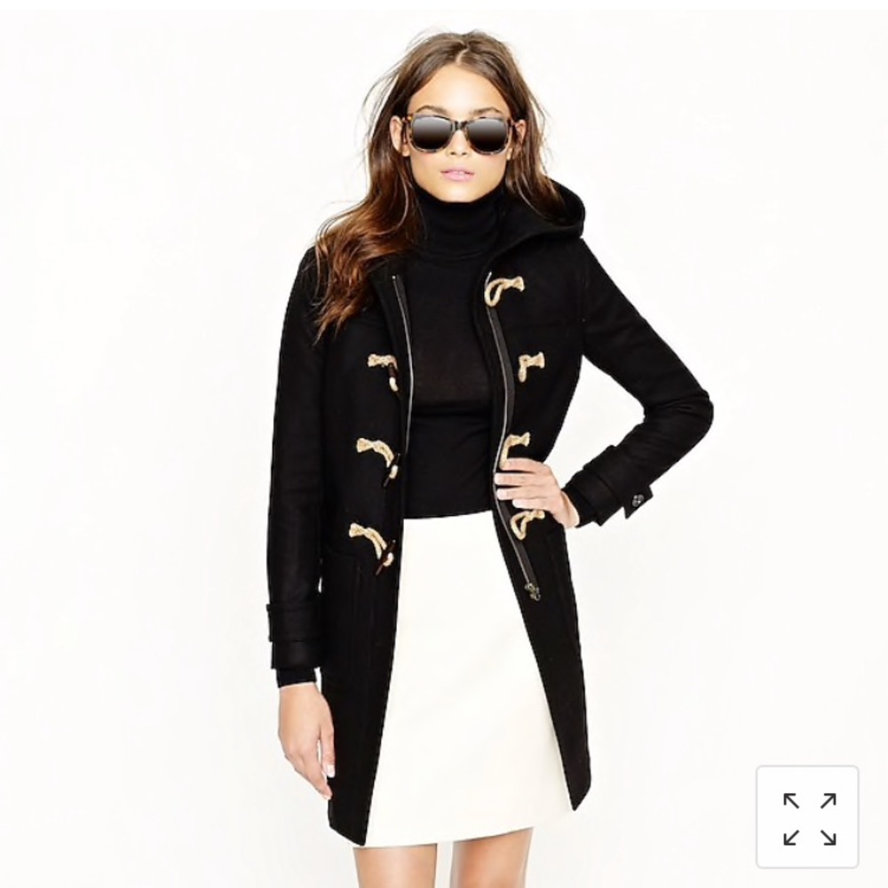 JCrew black hooded toggle coat size 0